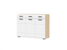 Комод 1200 КМ-01 Либерти (дуб сонома/белый глянец) в Боровом - borovoe.mebel-nsk.ru | фото