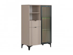 Комод 2 со стеклом Рич (кашемир/фрапучино матовый/черный) в Боровом - borovoe.mebel-nsk.ru | фото