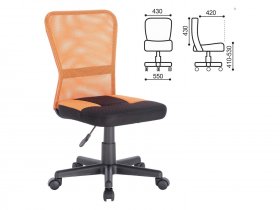 Кресло компактное BRABIX Smart MG-313, без подлокотников, комбинированное, черное/оранжевое в Боровом - borovoe.mebel-nsk.ru | фото