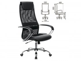 Кресло офисное BRABIX PREMIUM Stalker EX-608 CH, хром, ткань-сетка/кожзам, черное в Боровом - borovoe.mebel-nsk.ru | фото