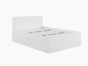 Кровать двуспальная с ящиками 1,4м Мадера-М1400 (белый) в Боровом - borovoe.mebel-nsk.ru | фото