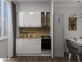 Кухонный гарнитур МДФ Выгодно и точка 1,5 м (белый глянец) в Боровом - borovoe.mebel-nsk.ru | фото