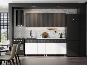 Кухонный гарнитур София (2,0м) (бланж/графит матовый) в Боровом - borovoe.mebel-nsk.ru | фото