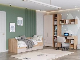 Модульная детская Сицилия (дуб альпийский/тефия) в Боровом - borovoe.mebel-nsk.ru | фото