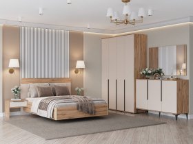 Модульная спальня Сицилия (дуб альпийский/тефия) в Боровом - borovoe.mebel-nsk.ru | фото