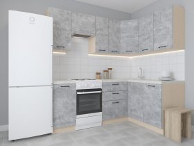 Модульная угловая кухня 1,4м*2,1м Лада (цемент) в Боровом - borovoe.mebel-nsk.ru | фото