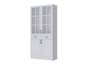 Шкаф-витрина Апполия гостиная (белый/белый дуб) в Боровом - borovoe.mebel-nsk.ru | фото